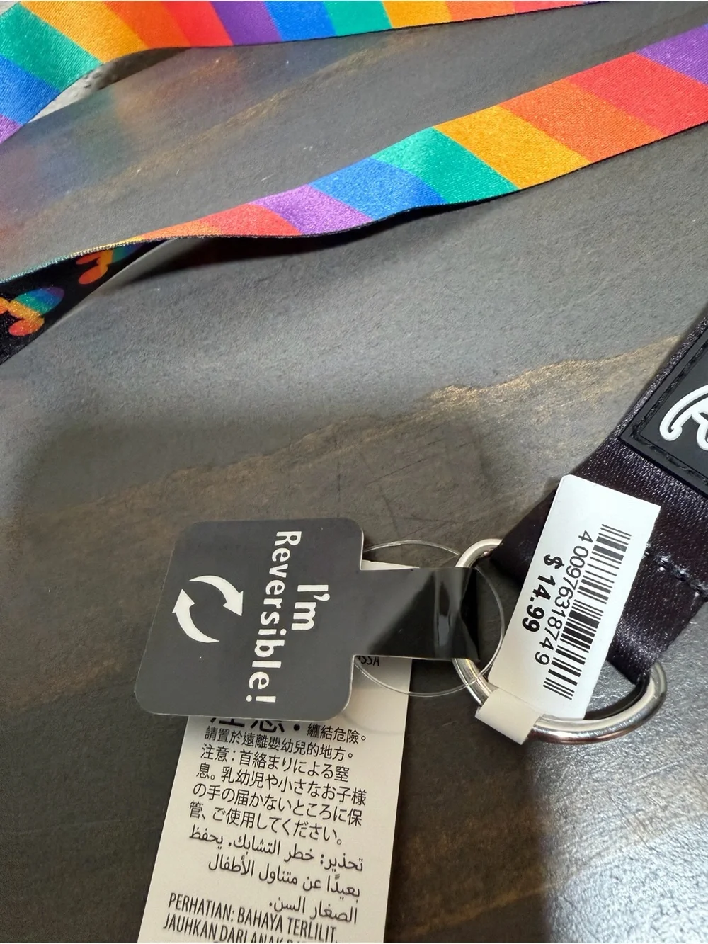 Disney Rainbow Mickey Lanyard with Black Buckle